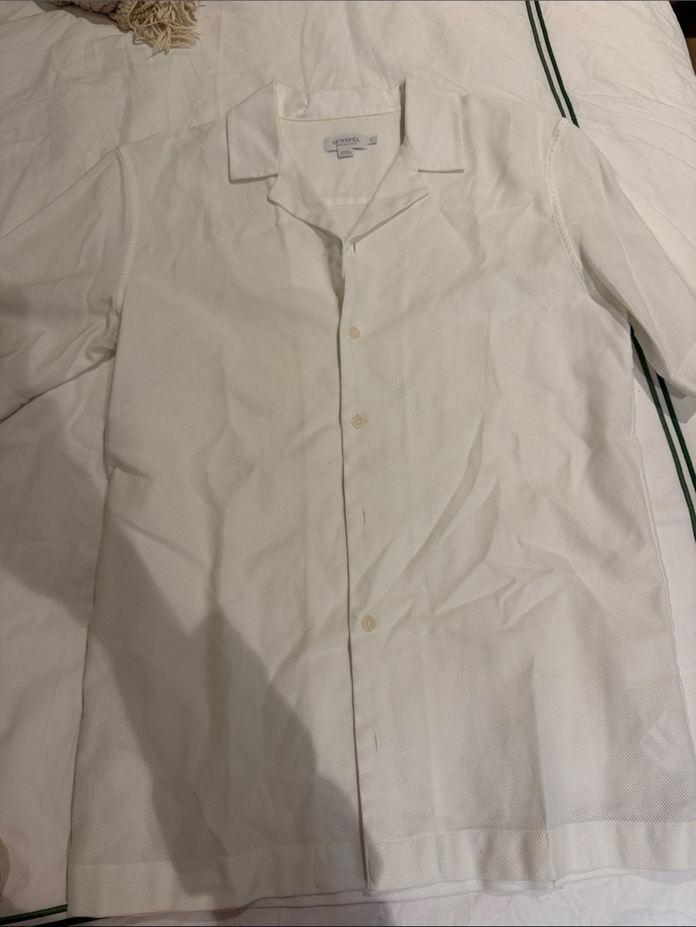Sunspel White Short-Sleeve Casual Button-Down Shirt
